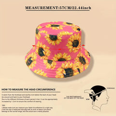 Sun Flower Print Bucket Hat Sunflower Big Brim Basin Hat
