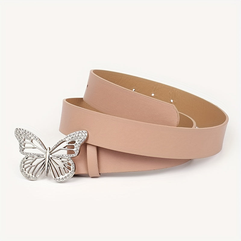 2pcs Butterfly Rhinestone Buckle Belt for Girls