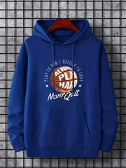 Basketball & Letter Print Hoodie for Men Graphic Sweatshirt