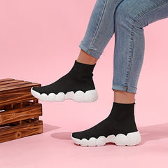 Women's Breathable Knit Sneakers Mid Top Casual Shoes