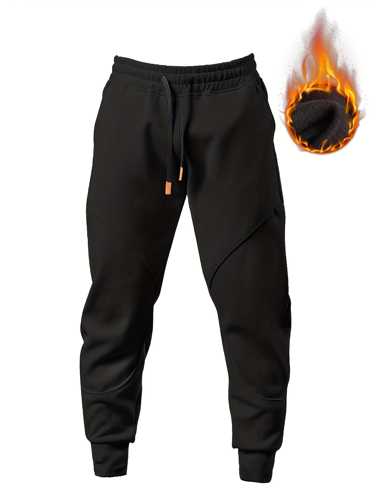 Men's Warm Fleece Sweatpants Drawstring Casual Jogger Pants for Autumn Winter