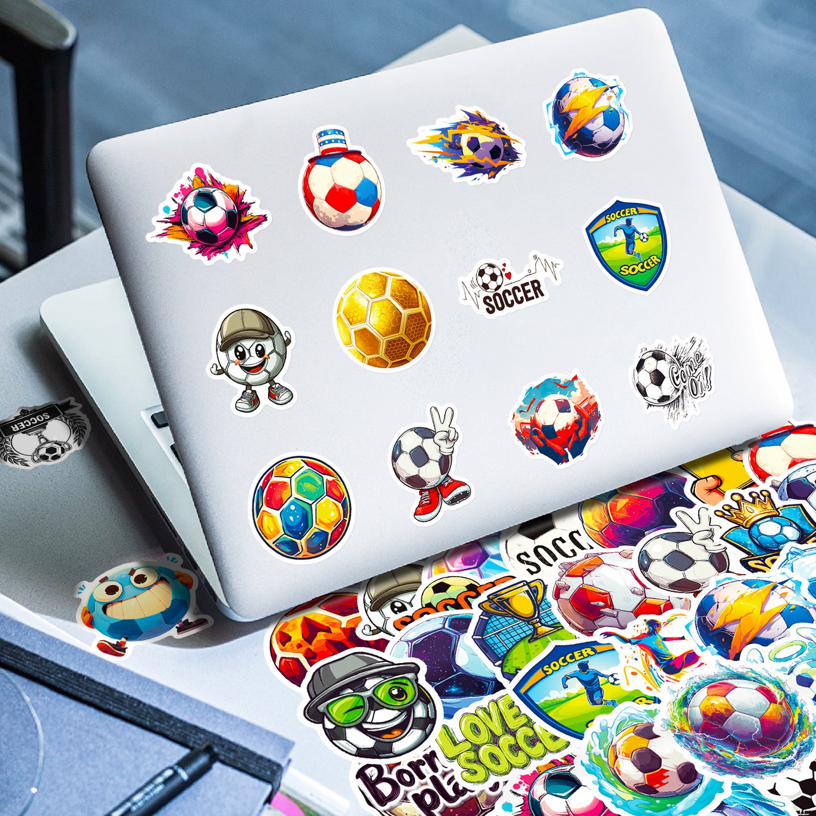 50pcs Vintage Soccer Ball Stickers for DIY Laptop Skateb