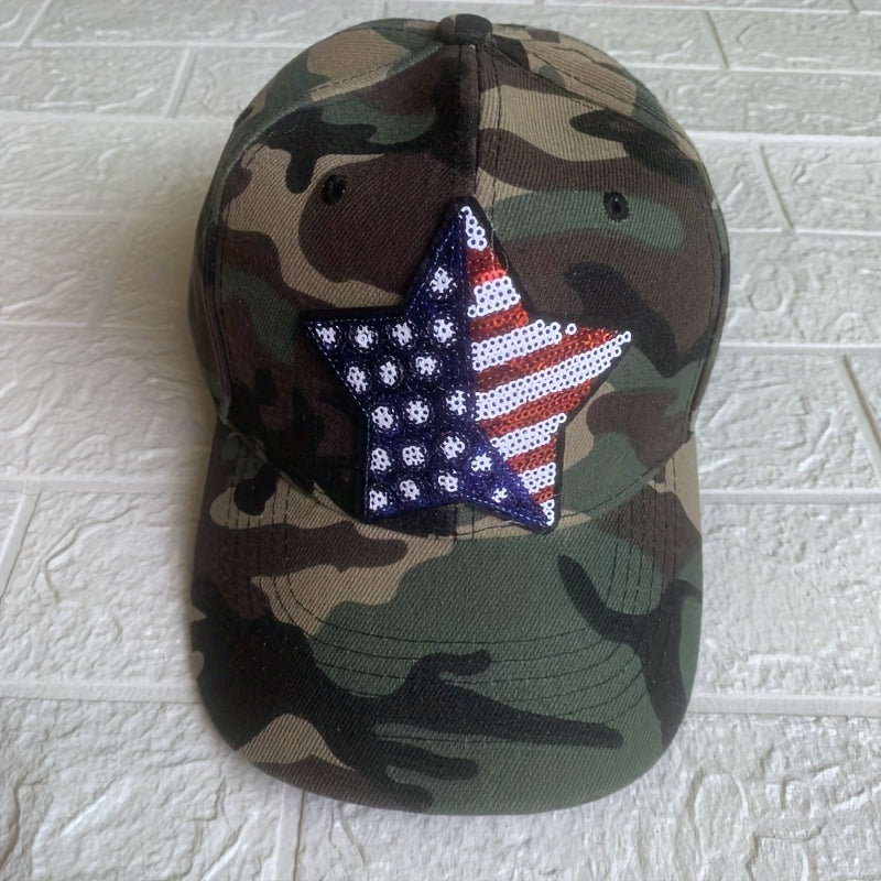 Sequin Flag Camouflage Hat Baseball Hat Outdoor Sports Cap
