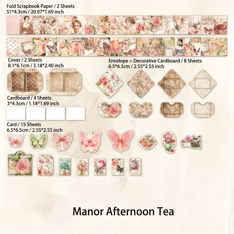 31 Sheets Retro Butterfly Scrapbooking Supplies Vintage Note Paper Card Envelope