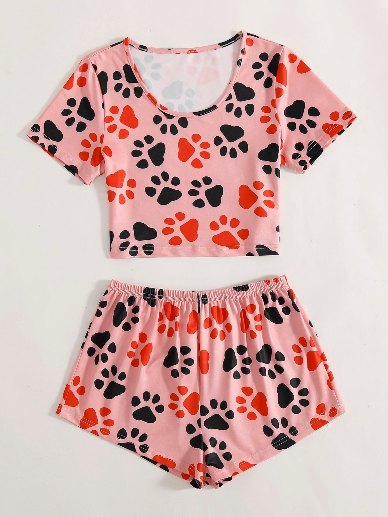 Dog Paw Print Two Piece Set - Women's Sleepwear & Loungewear