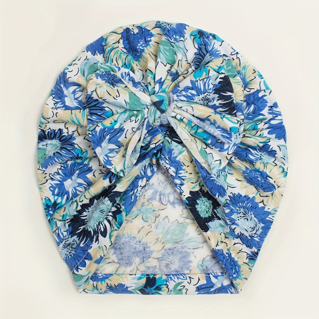 Printed Donut Kids' Baby Hat with Bow, Soft & Comfortable, Newborn Autumn Winter