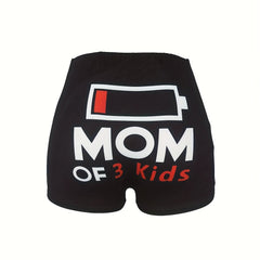 Sexy Shorts Women's Plus Slogan Print High Rise Stretch Shorts