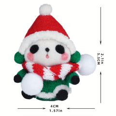 Wool Needle Felting Kit for Beginners - Green Coat Panda Doll DIY Material Pack