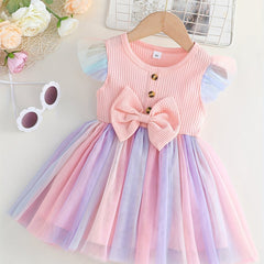 Baby Girls Bowknot Mesh Dress Summer Clothes