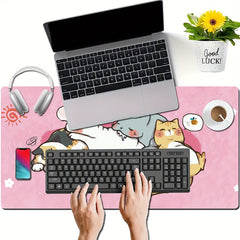 Pink Cat Large Mouse Pad Non Slip Office Desk Mat