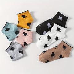 7 Heart Print Crew Socks Women's Stockings
