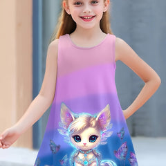 Dreamy Kitty Fairy Sleeveless Dress Girls Summer Gift