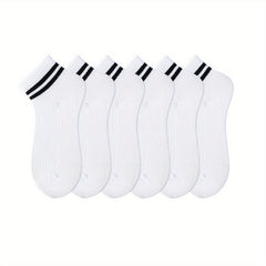 5 Pairs Stripe Print Socks Comfy & Breathable Short Socks Women's Stockings