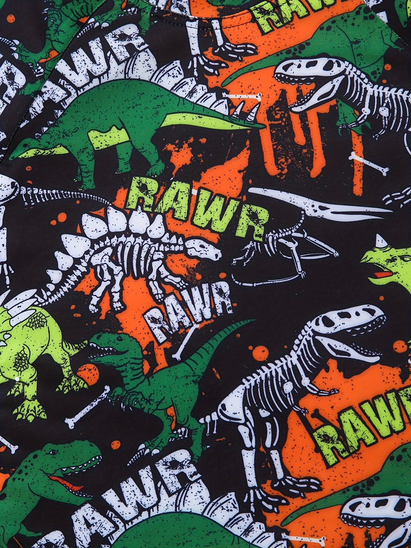 Boys Dinosaur Print Quick Dry Swimming Suit & Shorts Set