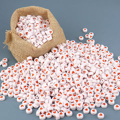 100pcs Alphabet & Heart Acrylic Beads for DIY Jewelry Making