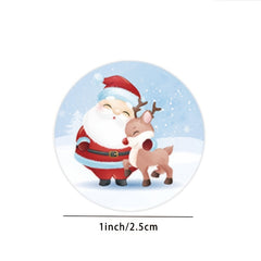 500 Sheets Christmas Cartoon Elk Gift Label Sticker