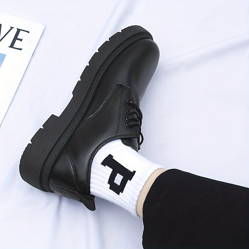 Men's Lace Up Derby Shoes Round Toe Non Slip Formal Business Wedding