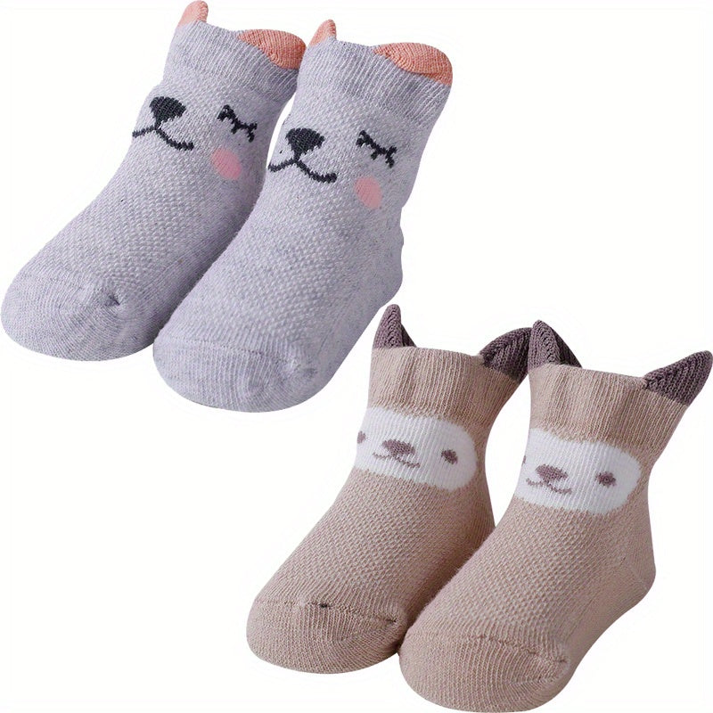 2pairs Baby Cartoon Animal Pattern Socks for 0-24 Months