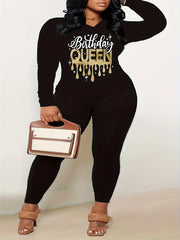 2 Piece Set: Letter Print Top & Leggings