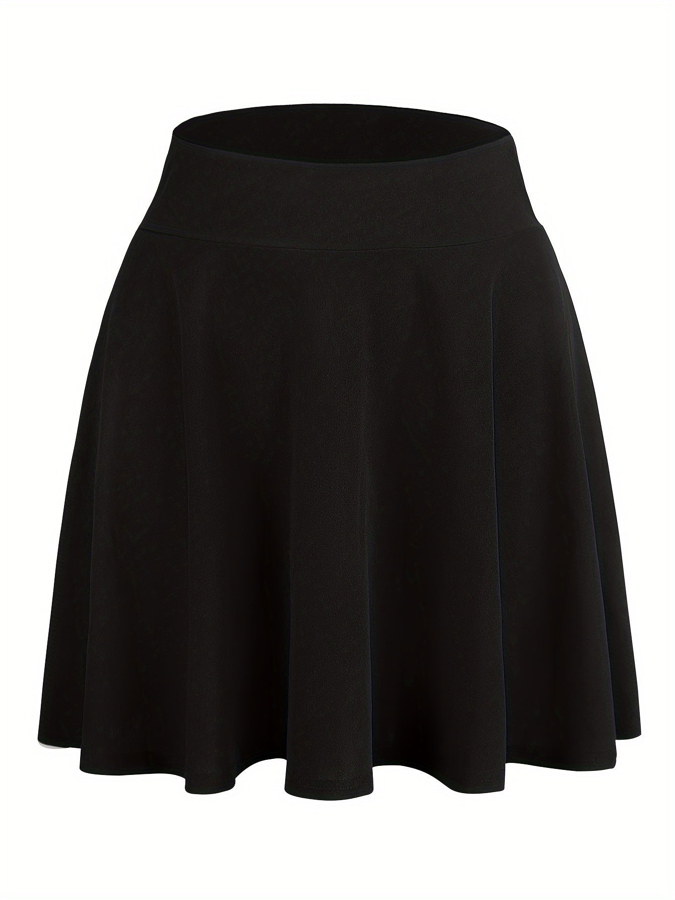 Solid Wideband Waist High Rise A line Mini Skirt