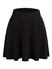 Solid Wideband Waist High Rise A line Mini Skirt