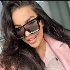 Stylish Square Oversize Frame Sunglasses One Piece Lens Vintage Ladies