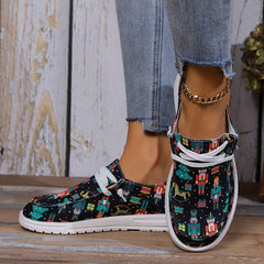 Women's Skateboard Shoes with Nutcracker Christmas Tree Wooden Horse Pattern