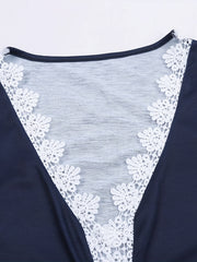 Floral Print Lace Trim V Neck Sexy Tank Top