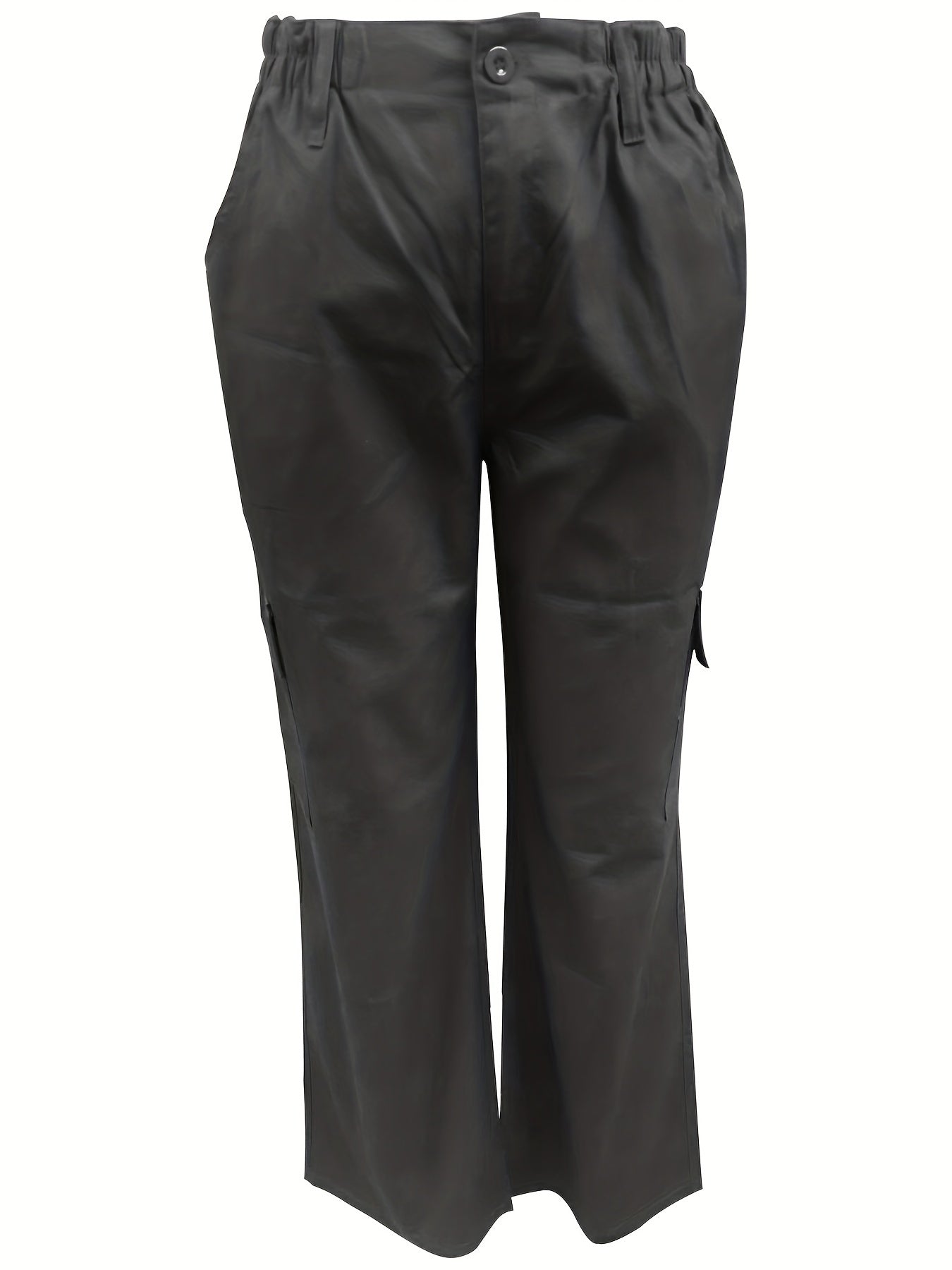 Solid Wide Leg Cargo Pants Casual Versatile Pants With Pockets Women