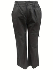 Solid Wide Leg Cargo Pants Casual Versatile Pants With Pockets Women
