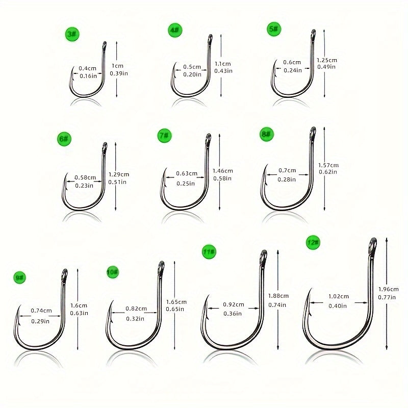 100pcs Stainless Steel Fish Hooks & Storage Box Fishing Accessories