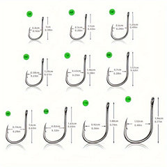 100pcs Stainless Steel Fish Hooks & Storage Box Fishing Accessories