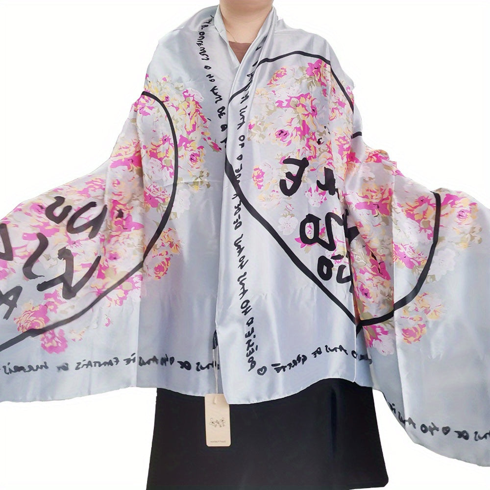 Mature Print Silk Scarf Soft Smooth Shawl Sunproof Beach Towel