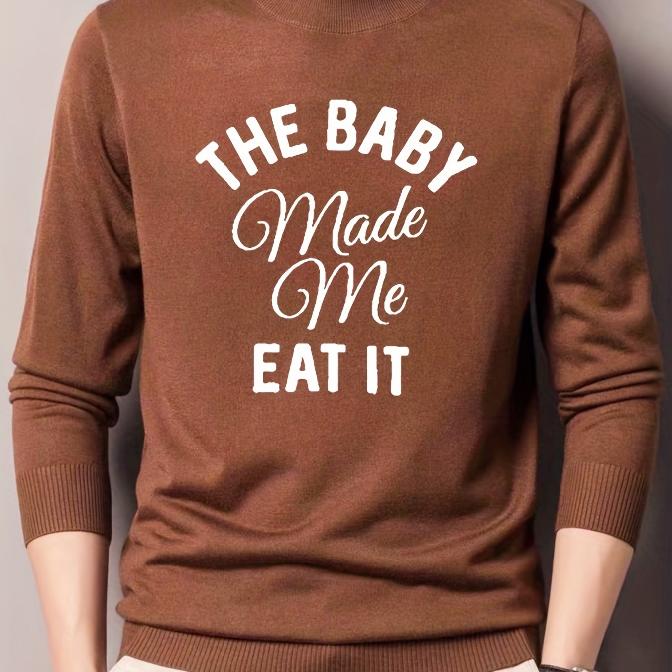 THE BABY Knitted Sweater Men's Casual Warm Mid Stretch Pullover