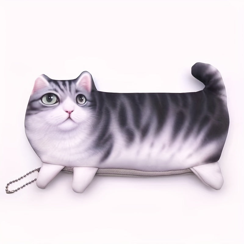 Simulation Cat Pencil Case Printed Cat Stationery Bag