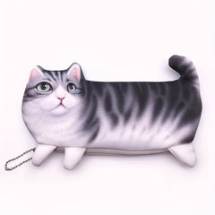 Simulation Cat Pencil Case Printed Cat Stationery Bag
