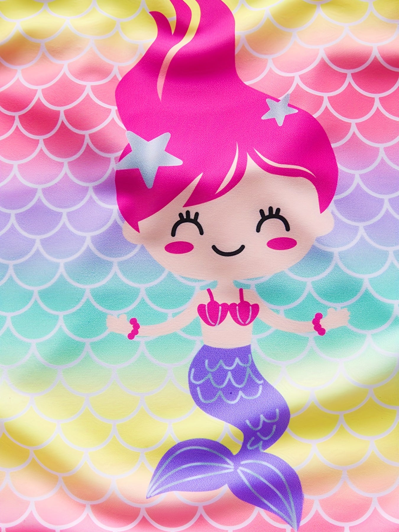 Toddler Girls Cartoon Mermaid Fish Scale One Piece Swimsuit