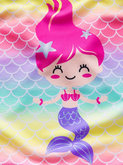 Toddler Girls Cartoon Mermaid Fish Scale One Piece Swimsuit