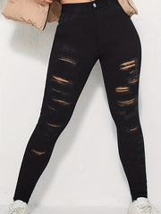 Distressed High Waist Skinny Jeans Women's Denim Pants