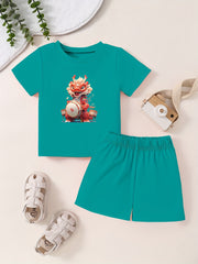 Toddler Kid 2pcs Bottoming Set Short Sleeve T shirt & Matching Shorts