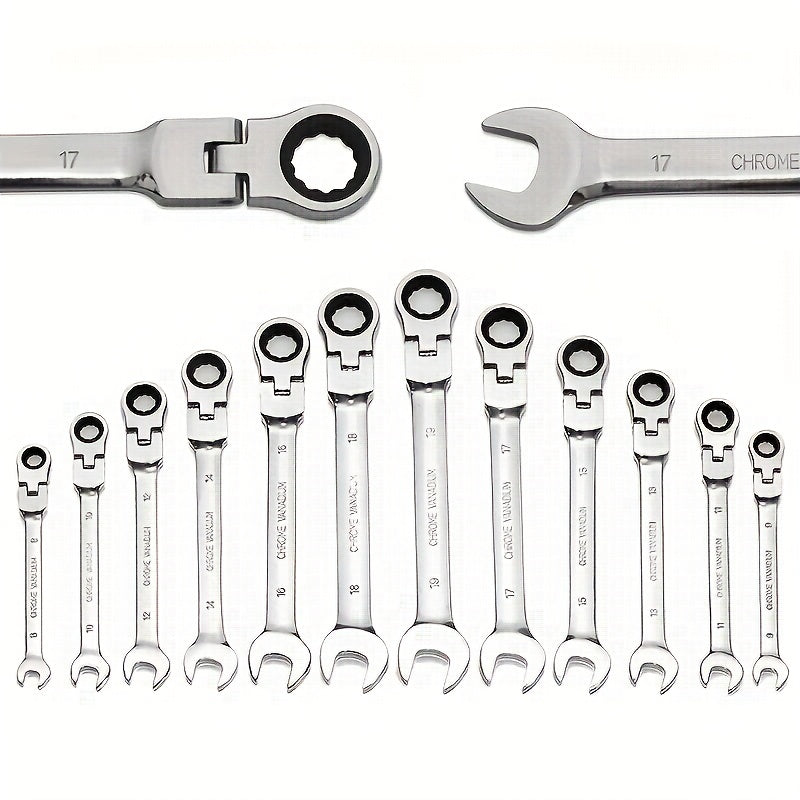 1pc Ratchet Wrench Set 180 Degrees Rotation & Open End & Ring Spanner