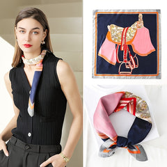 Women's Plaid Double Sided Square Silk Scarf