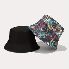 Classic Nostalgic Graffiti Double sided Fisherman Hat