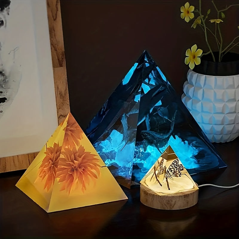 5pcs Pyramid Ornament Silicone Casting Mold Epoxy Resin Home Decor DIY Jewelry
