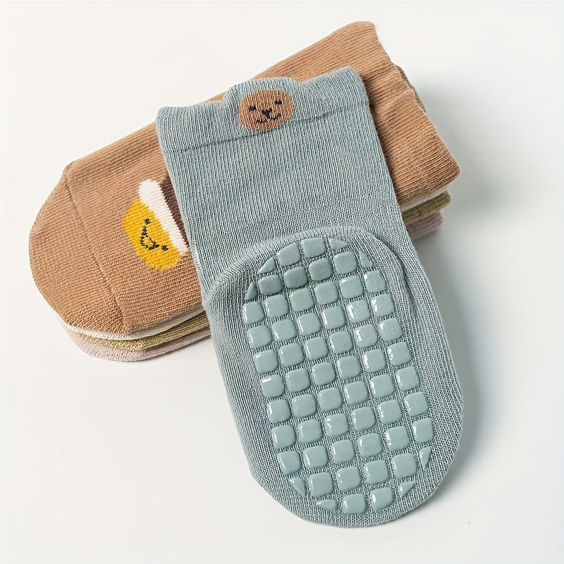 5pairs Toddler Cartoon Non Slip Socks for All Seasons