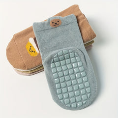 5pairs Toddler Cartoon Non Slip Socks for All Seasons
