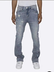 Mens Star Pattern Slim Fit Denim Jeans