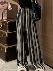 Tie Dye Wide Leg Pants Vintage Drawstring Waist Pants