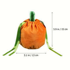 5pcs Pumpkin Candy Bag Halloween Drawstring Gift Bag Velvet Trick Or Treat Bag