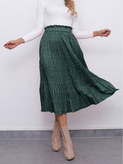 Polka Dots Pleated Skirt Casual Paper Bag Waist Skirt